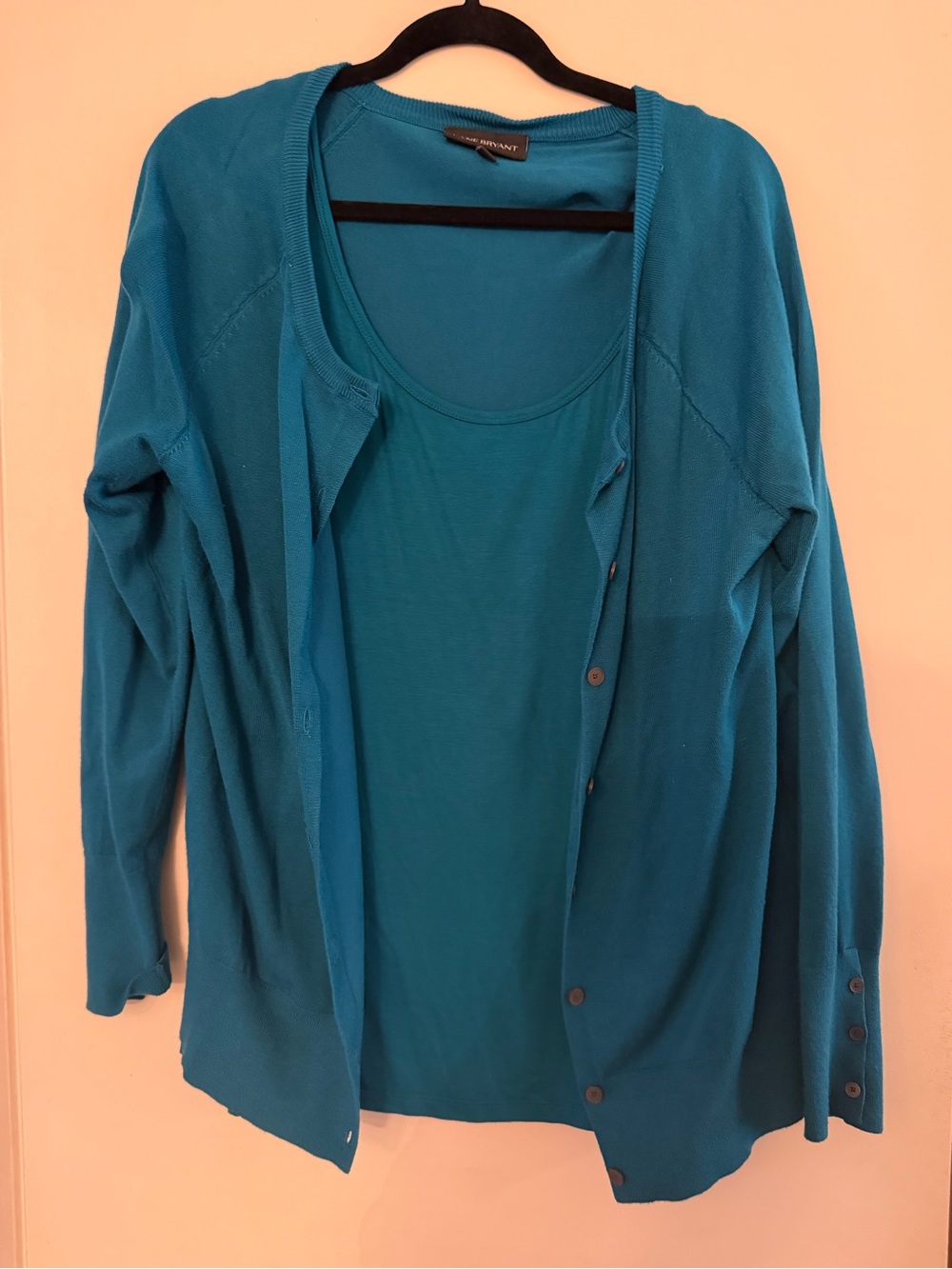 Lane Bryant Teal Scoop Neck Tank & Cardigan Set size 14-16